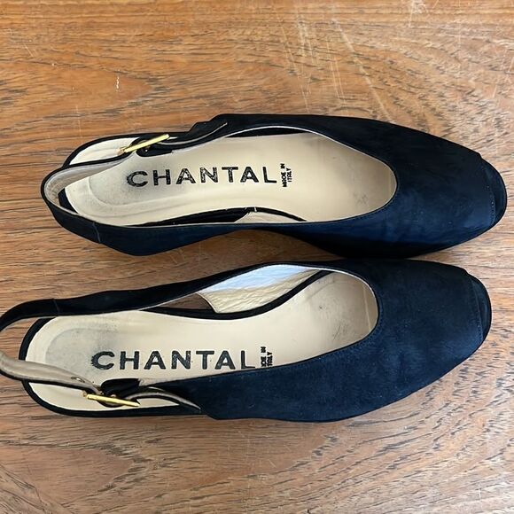 Chantal black suede slingback shoe 7 - Picture 1 of 11